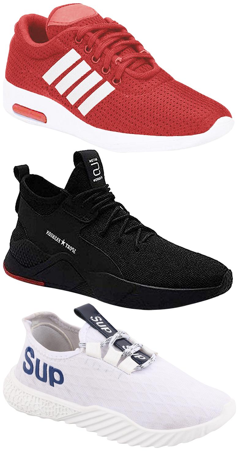 

Birde Men Multicolor Mesh Canvas Casual Sports Sneakers Runnning Shoes for Men s Boy s - UK6 (Combo of 3)