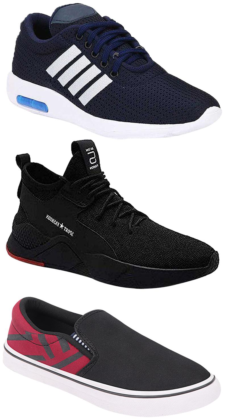 

Birde Men Multicolor Mesh Canvas Casual Sports Sneakers Runnning Shoes for Men s Boy s - UK10 (Combo of 3)