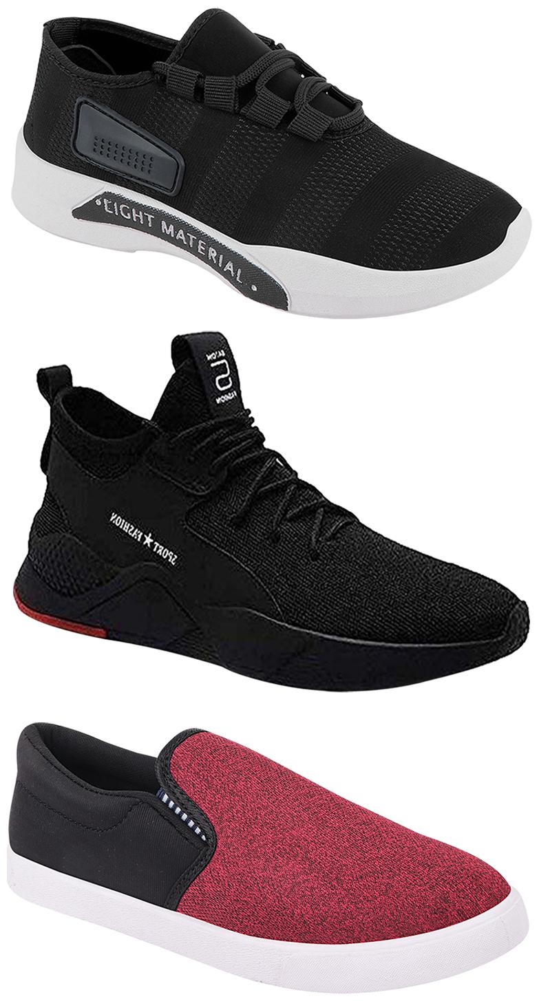 

Birde Men Multicolor Mesh Canvas Casual Sports Sneakers Runnning Shoes for Men s Boy s - UK7 (Combo of 3)
