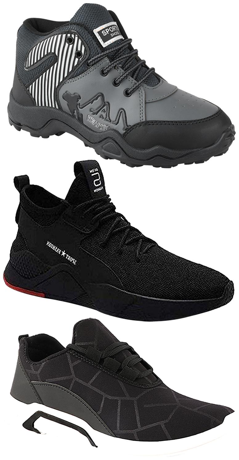 

Birde Men Multicolor Mesh Canvas Casual Sports Sneakers Runnning Shoes for Men s Boy s - UK10 (Combo of 3)