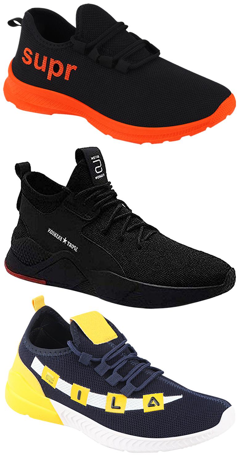

Birde Men Multicolor Mesh Canvas Casual Sports Sneakers Runnning Shoes for Men s Boy s - UK8 (Combo of 3)