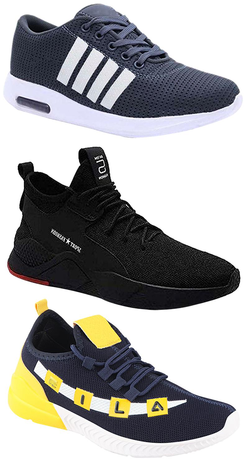 

Birde Men Multicolor Mesh Canvas Casual Sports Sneakers Runnning Shoes for Men s Boy s - UK9 (Combo of 3)