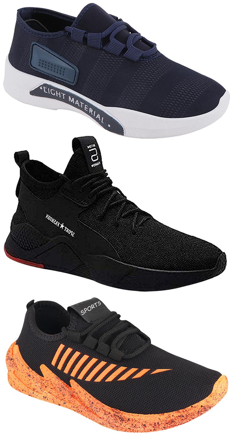 

Birde Men Multicolor Mesh Canvas Casual Sports Sneakers Runnning Shoes for Men s Boy s - UK7 (Combo of 3)