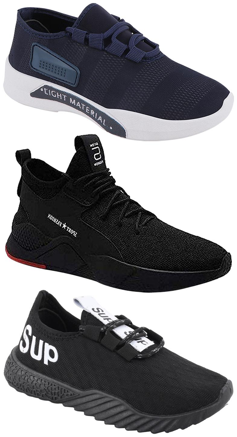 

Birde Men Multicolor Mesh Canvas Casual Sports Sneakers Runnning Shoes for Men s Boy s - UK9 (Combo of 3)