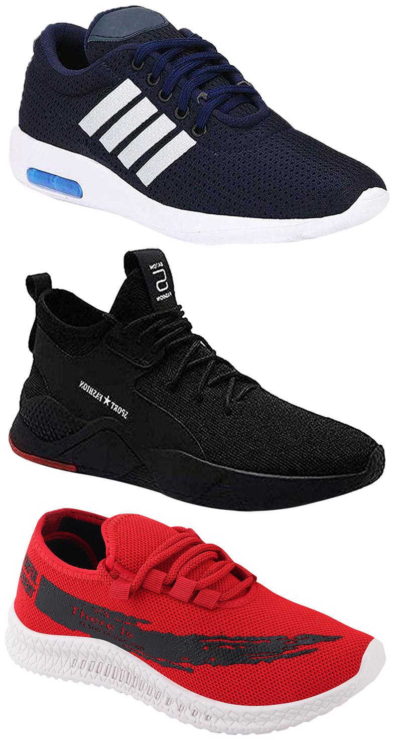 

Birde Men Multicolor Mesh Canvas Casual Sports Sneakers Runnning Shoes for Men s Boy s - UK6 (Combo of 3)