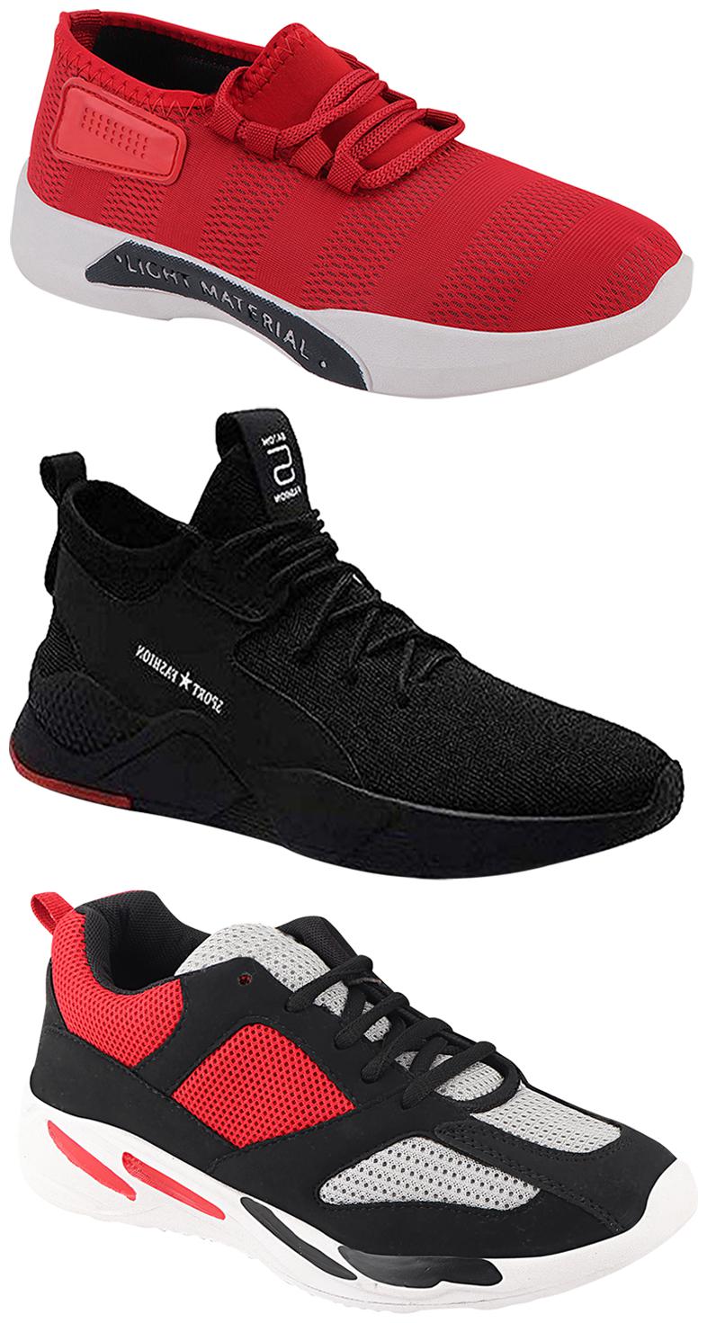 

Birde Men Multicolor Mesh Canvas Casual Sports Sneakers Runnning Shoes for Men s Boy s - UK8 (Combo of 3)