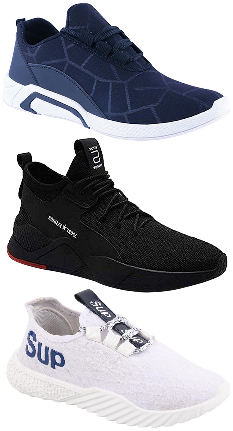 

Birde Men Multicolor Mesh Canvas Casual Sports Sneakers Runnning Shoes for Men s Boy s - UK9 (Combo of 3)