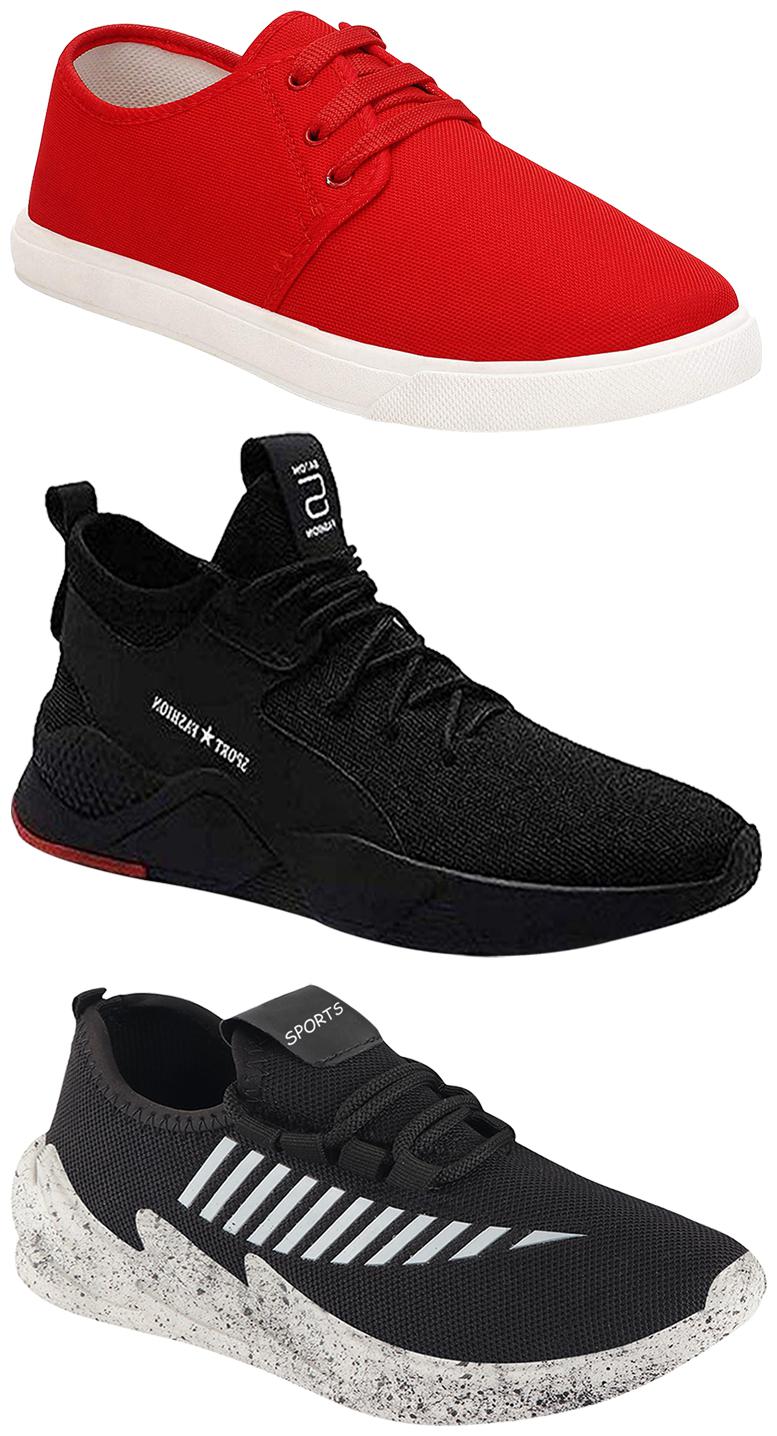 

Birde Men Multicolor Mesh Canvas Casual Sports Sneakers Runnning Shoes for Men s Boy s - UK7 (Combo of 3)
