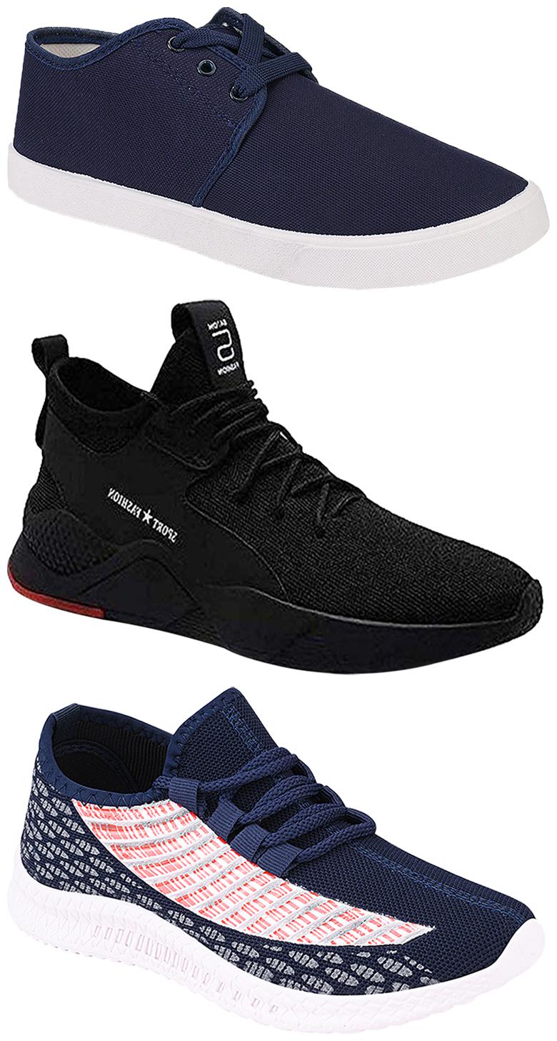 

Birde Men Multicolor Mesh Canvas Casual Sports Sneakers Runnning Shoes for Men s Boy s - UK6 (Combo of 3)