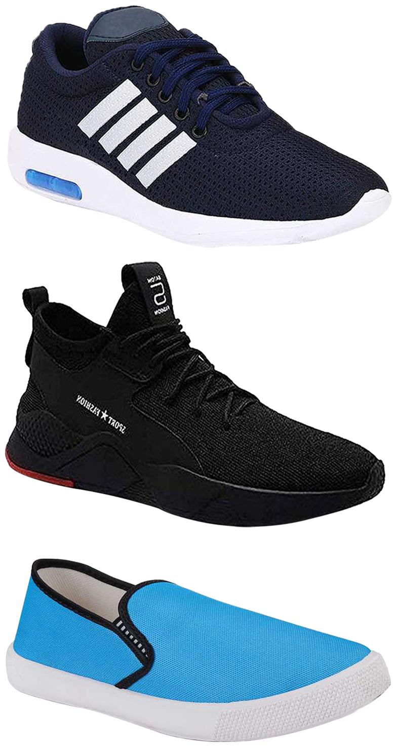 

Birde Men Multicolor Mesh Canvas Casual Sports Sneakers Runnning Shoes for Men s Boy s - UK8 (Combo of 3)