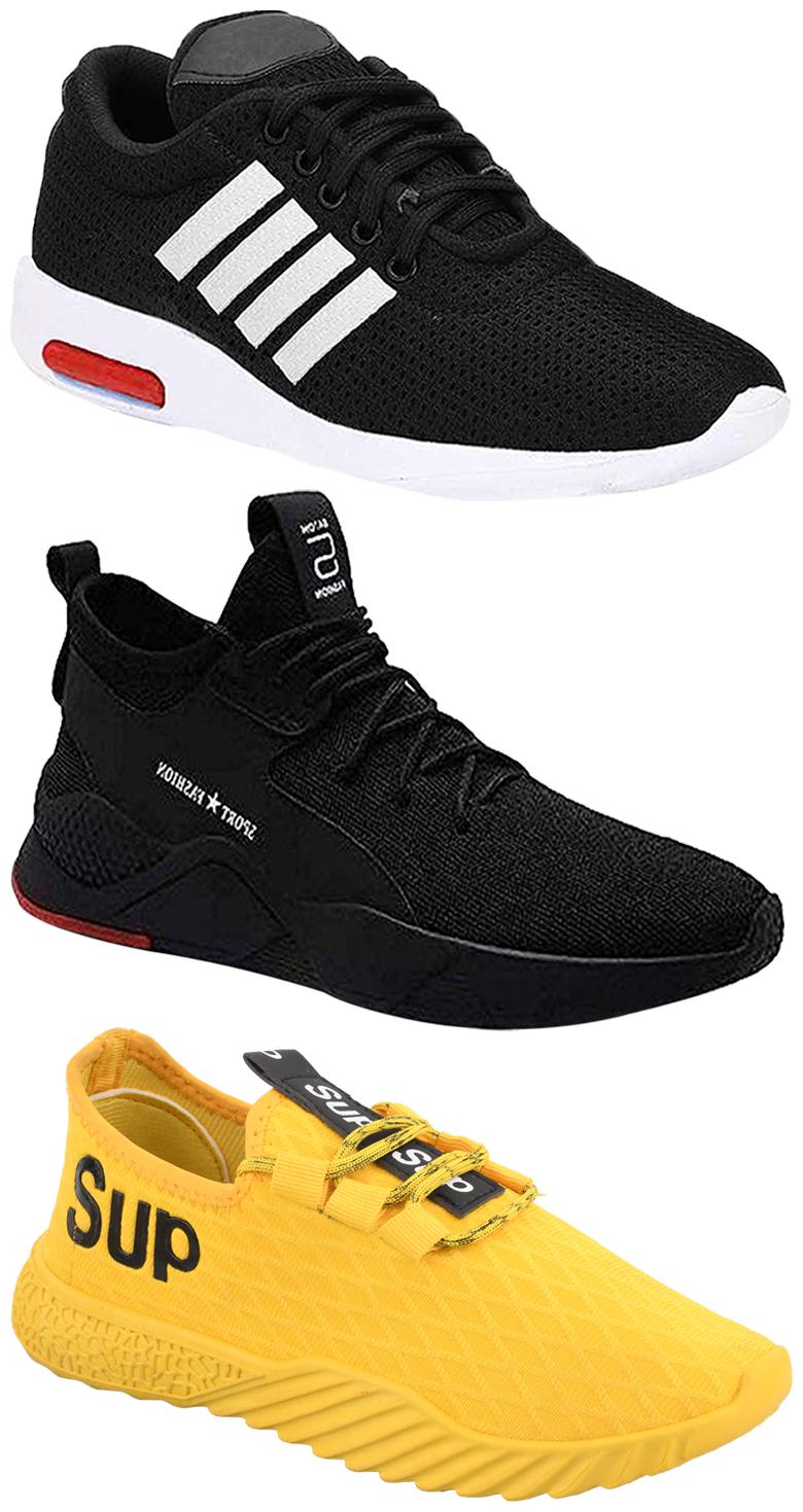 

Birde Men Multicolor Mesh Canvas Casual Sports Sneakers Runnning Shoes for Men s Boy s - UK6 (Combo of 3)