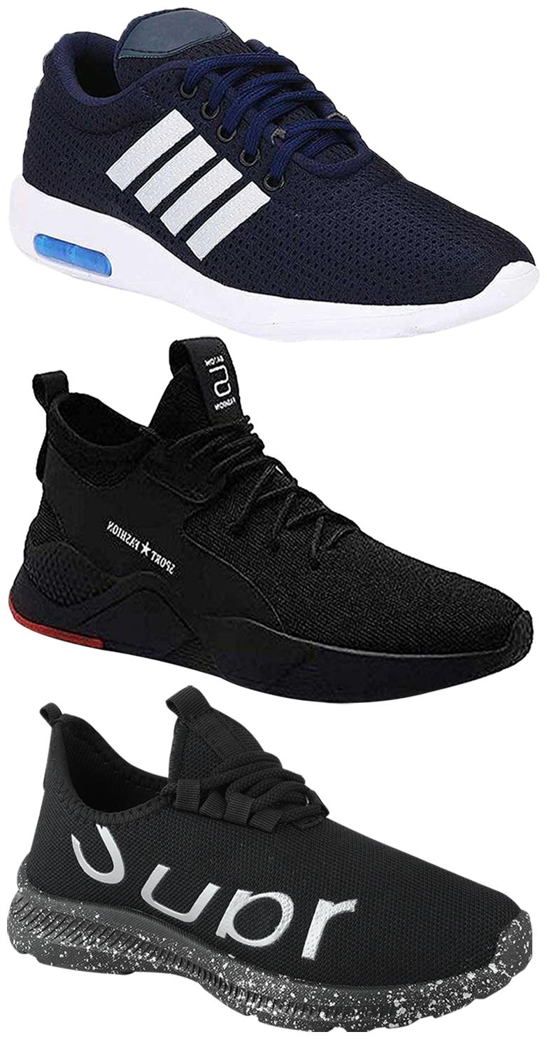 

Birde Men Multicolor Mesh Canvas Casual Sports Sneakers Runnning Shoes for Men s Boy s - UK10 (Combo of 3)