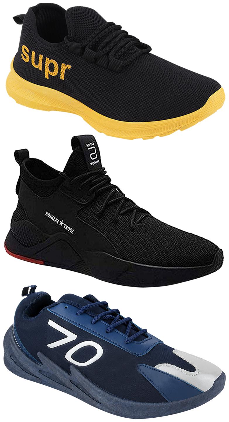 

Birde Men Multicolor Mesh Canvas Casual Sports Sneakers Runnning Shoes for Men s Boy s - UK7 (Combo of 3)