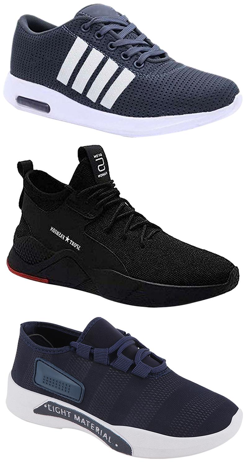 

Birde Men Multicolor Mesh Canvas Casual Sports Sneakers Runnning Shoes for Men s Boy s - UK7 (Combo of 3)