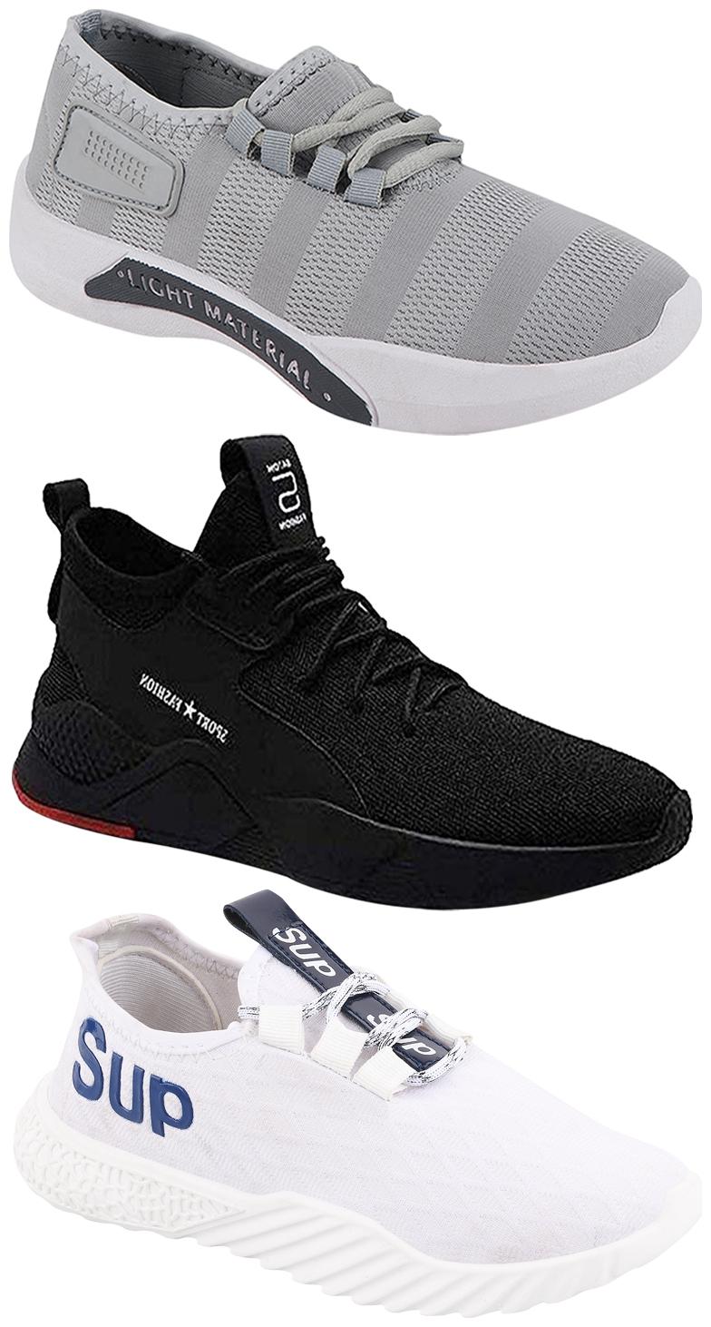 

Birde Men Multicolor Mesh Canvas Casual Sports Sneakers Runnning Shoes for Men s Boy s - UK7 (Combo of 3)