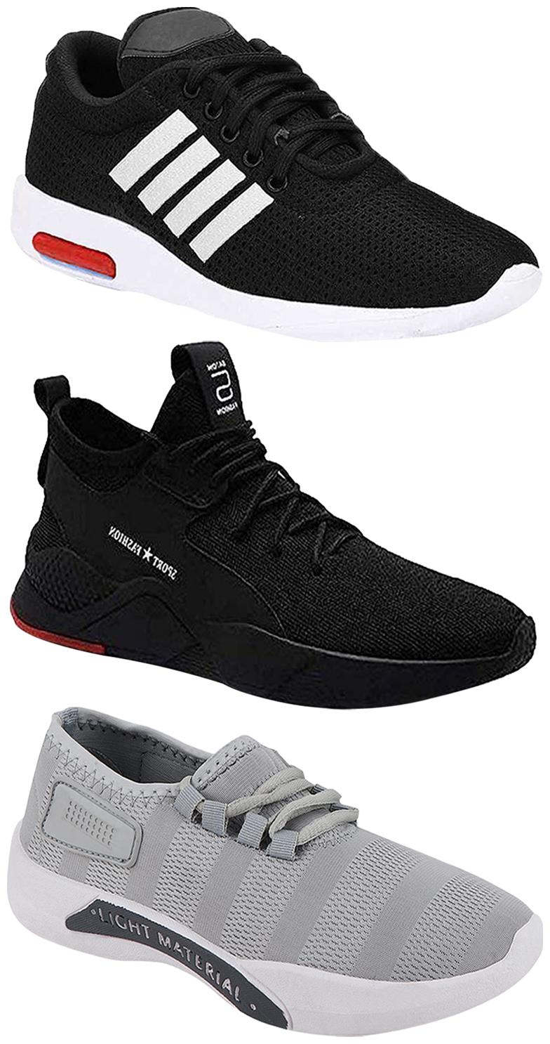 

Birde Men Multicolor Mesh Canvas Casual Sports Sneakers Runnning Shoes for Men s Boy s - UK10 (Combo of 3)
