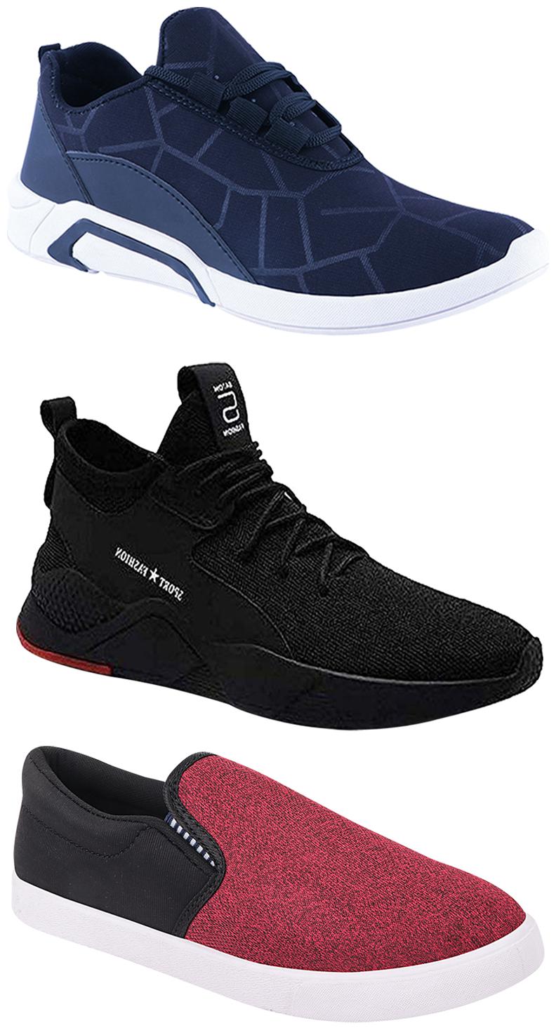 

Birde Men Multicolor Mesh Canvas Casual Sports Sneakers Runnning Shoes for Men s Boy s - UK9 (Combo of 3)