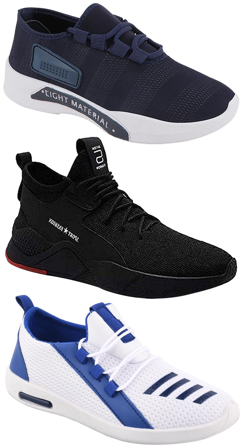 

Birde Men Multicolor Mesh Canvas Casual Sports Sneakers Runnning Shoes for Men s Boy s - UK7 (Combo of 3)