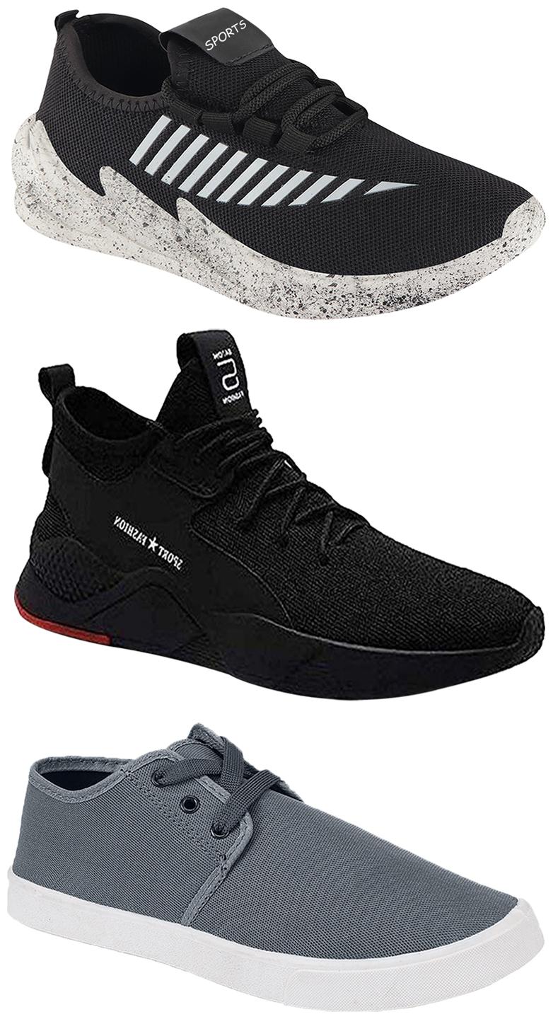 

Birde Men Multicolor Mesh Canvas Casual Sports Sneakers Runnning Shoes for Men s Boy s - UK7 (Combo of 3)