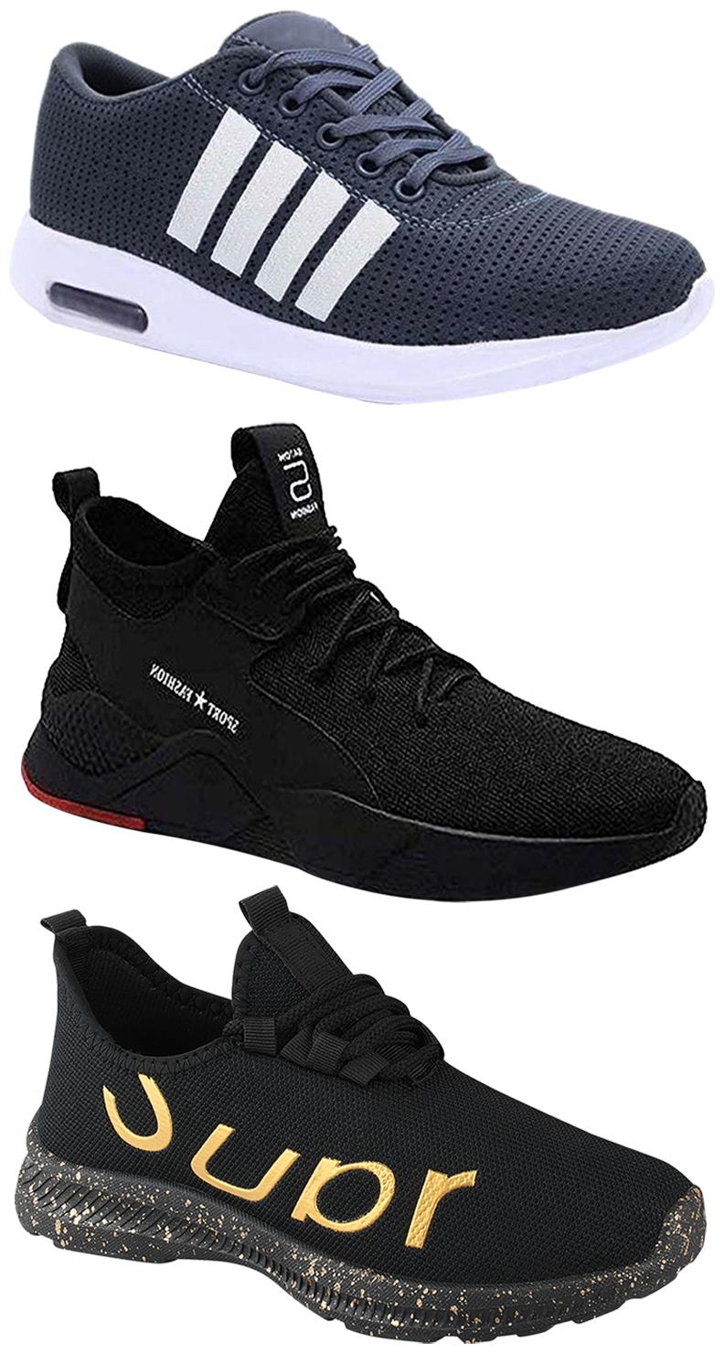 

Birde Men Multicolor Mesh Canvas Casual Sports Sneakers Runnning Shoes for Men s Boy s - UK7 (Combo of 3)