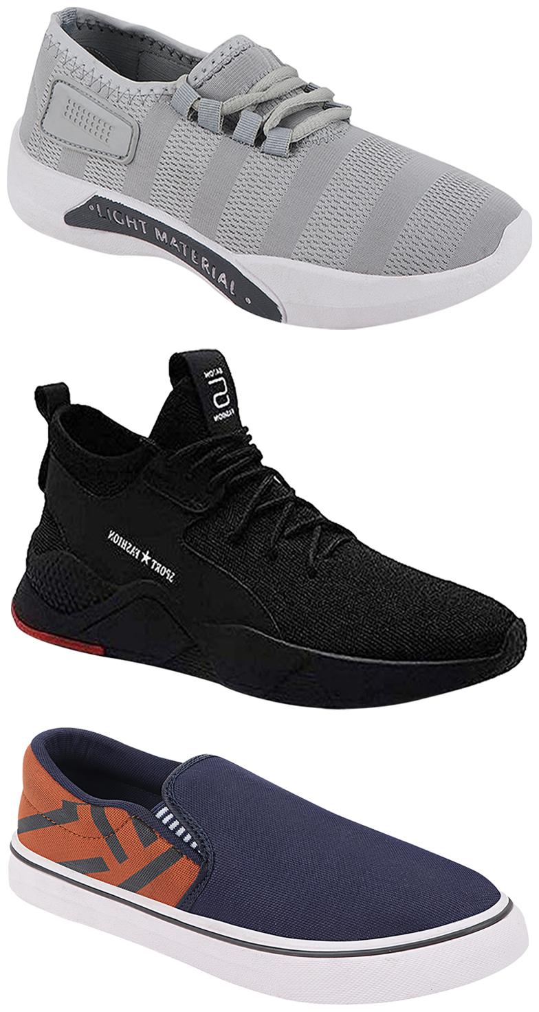 

Birde Men Multicolor Mesh Canvas Casual Sports Sneakers Runnning Shoes for Men s Boy s - UK9 (Combo of 3)