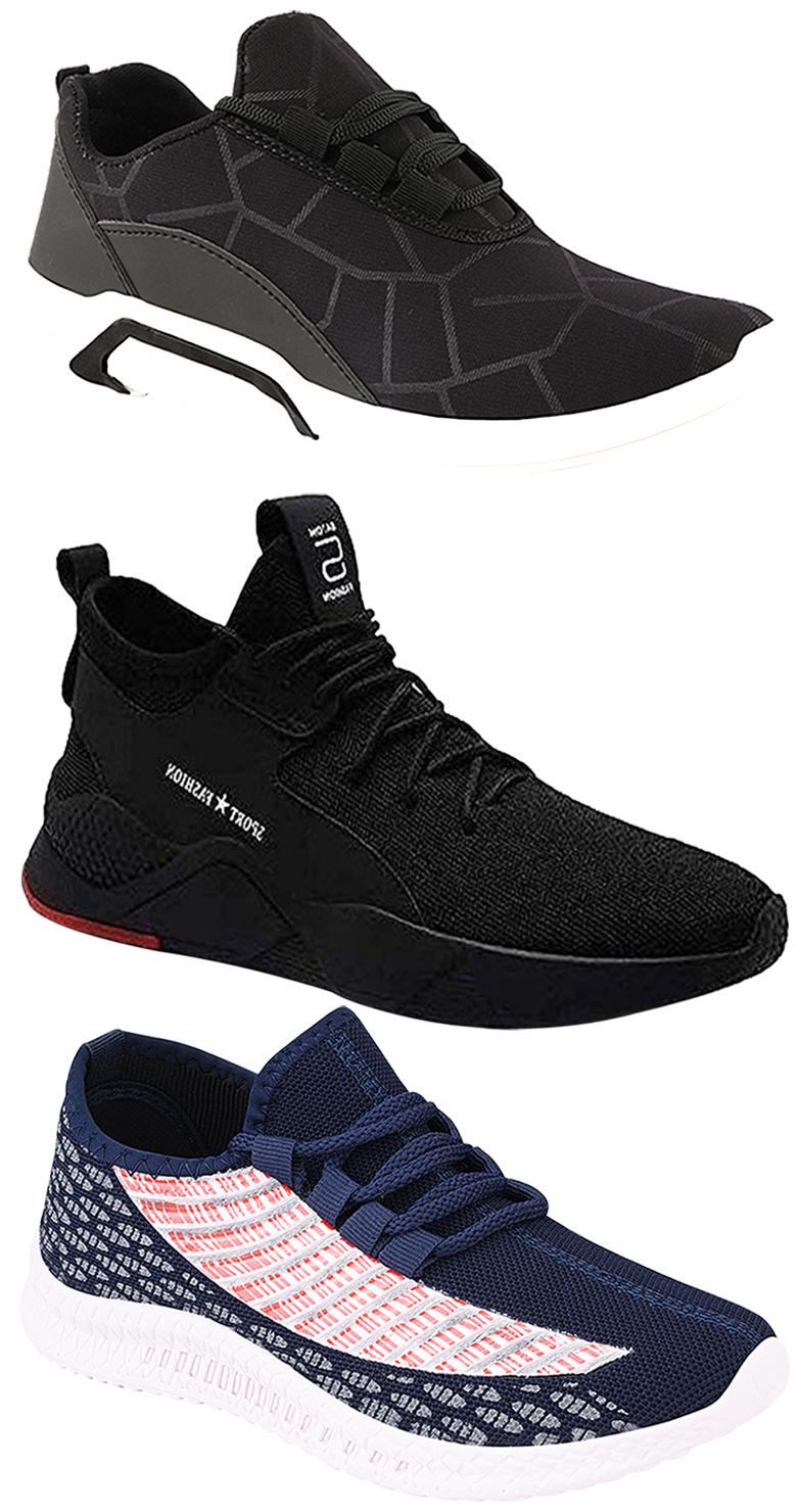 

Birde Men Multicolor Mesh Canvas Casual Sports Sneakers Runnning Shoes for Men s Boy s - UK10 (Combo of 3)