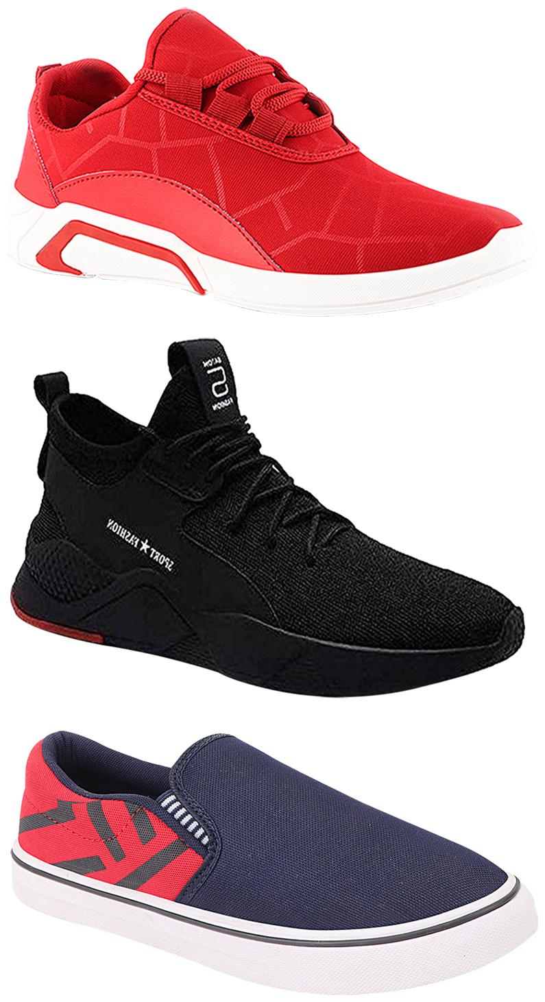 

Birde Men Multicolor Mesh Canvas Casual Sports Sneakers Runnning Shoes for Men s Boy s - UK9 (Combo of 3)