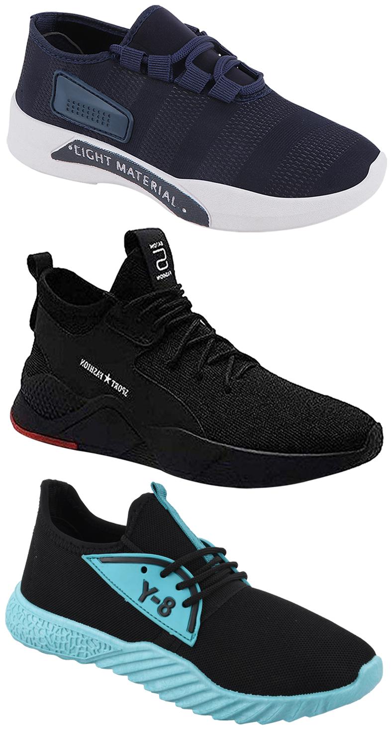 

Birde Men Multicolor Mesh Canvas Casual Sports Sneakers Runnning Shoes for Men s Boy s - UK7 (Combo of 3)