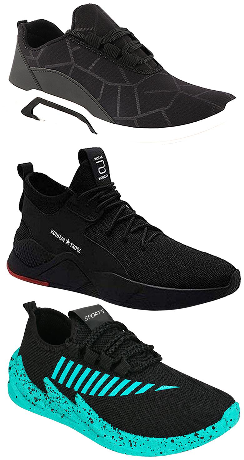 

Birde Men Multicolor Mesh Canvas Casual Sports Sneakers Runnning Shoes for Men s Boy s - UK8 (Combo of 3)