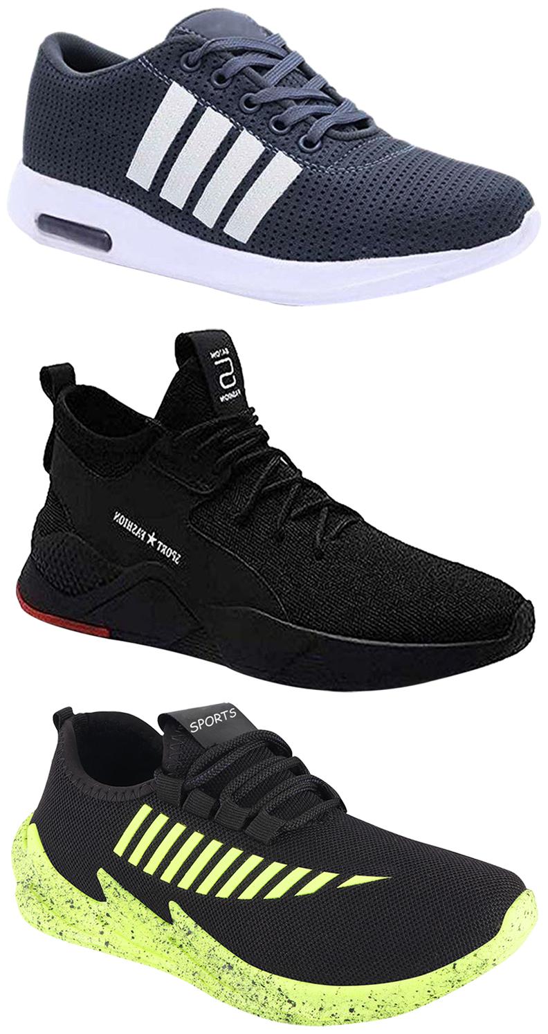 

Birde Men Multicolor Mesh Canvas Casual Sports Sneakers Runnning Shoes for Men s Boy s - UK9 (Combo of 3)