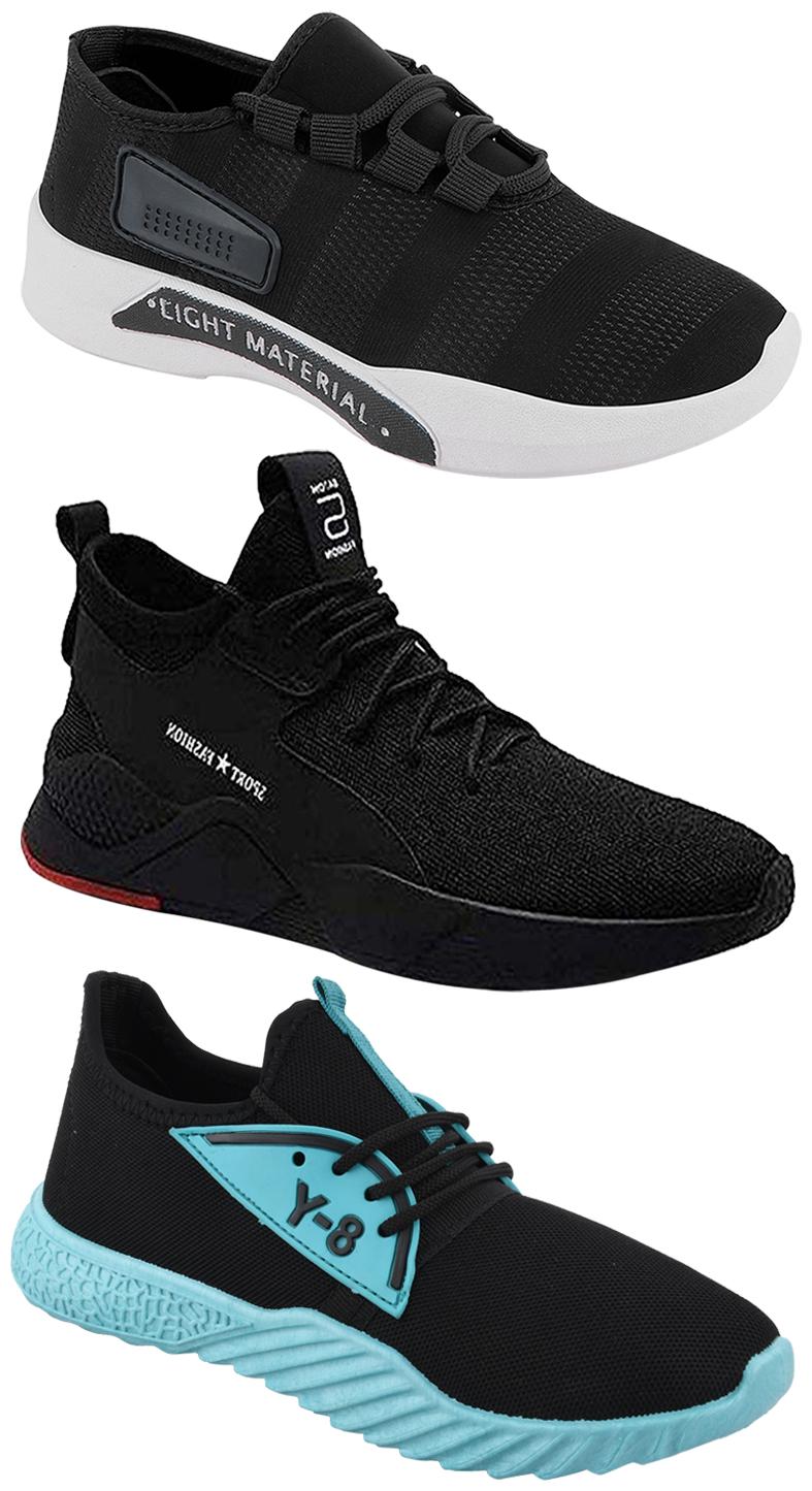 

Birde Men Multicolor Mesh Canvas Casual Sports Sneakers Runnning Shoes for Men s Boy s - UK10 (Combo of 3)