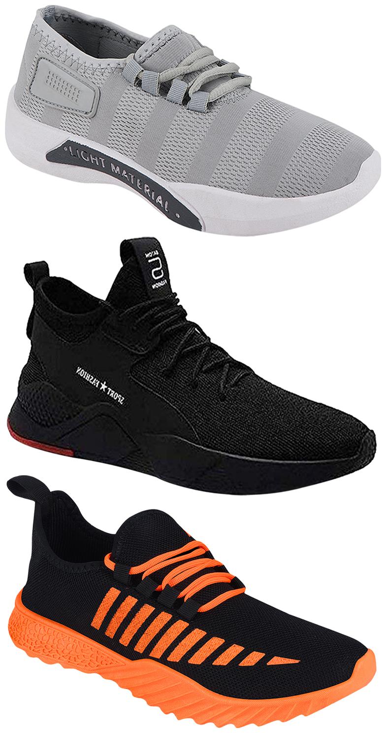 

Birde Men Multicolor Mesh Canvas Casual Sports Sneakers Runnning Shoes for Men s Boy s - UK7 (Combo of 3)