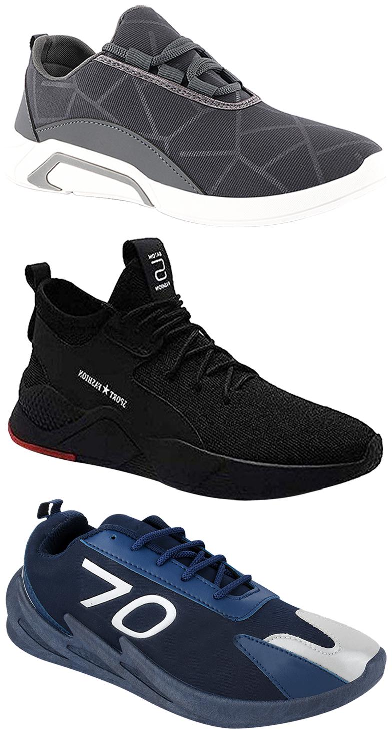 

Birde Men Multicolor Mesh Canvas Casual Sports Sneakers Runnning Shoes for Men s Boy s - UK7 (Combo of 3)