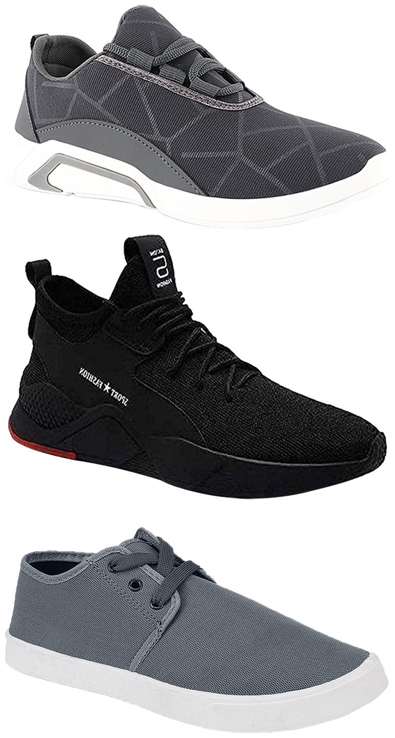 

Birde Men Multicolor Mesh Canvas Casual Sports Sneakers Runnning Shoes for Men s Boy s - UK10 (Combo of 3)