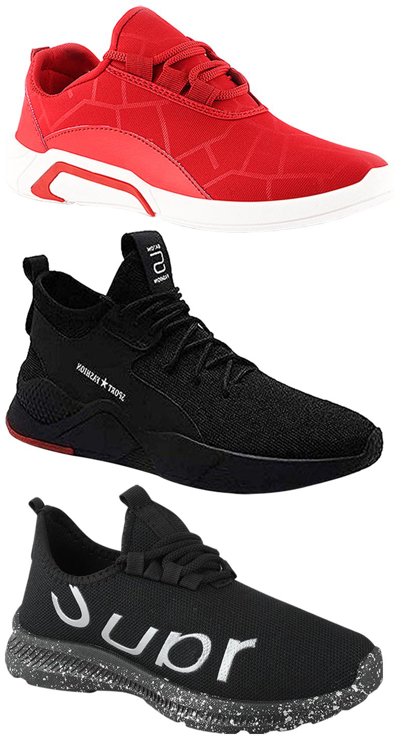 

Birde Men Multicolor Mesh Canvas Casual Sports Sneakers Runnning Shoes for Men s Boy s - UK7 (Combo of 3)