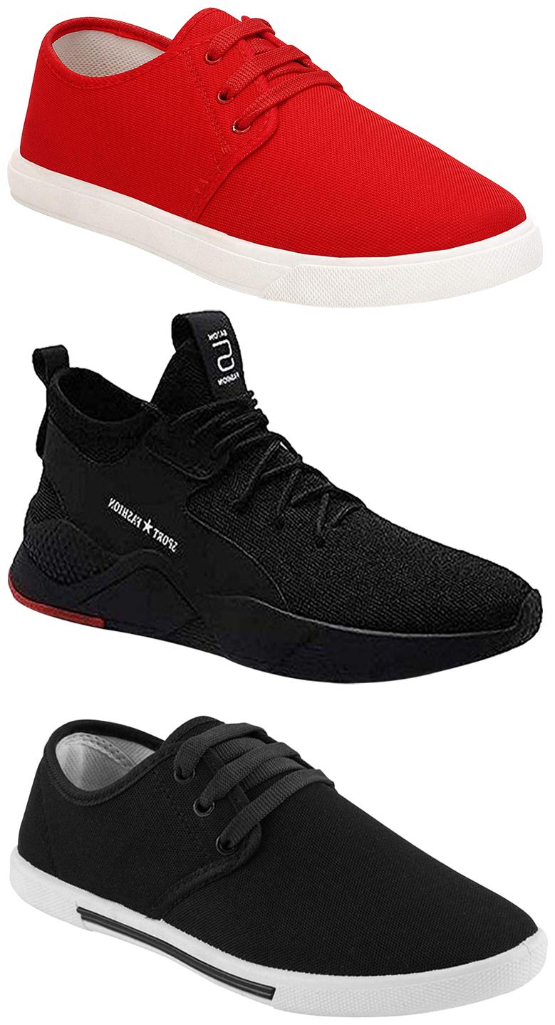 

Birde Men Multicolor Mesh Canvas Casual Sports Sneakers Runnning Shoes for Men s Boy s - UK6 (Combo of 3)