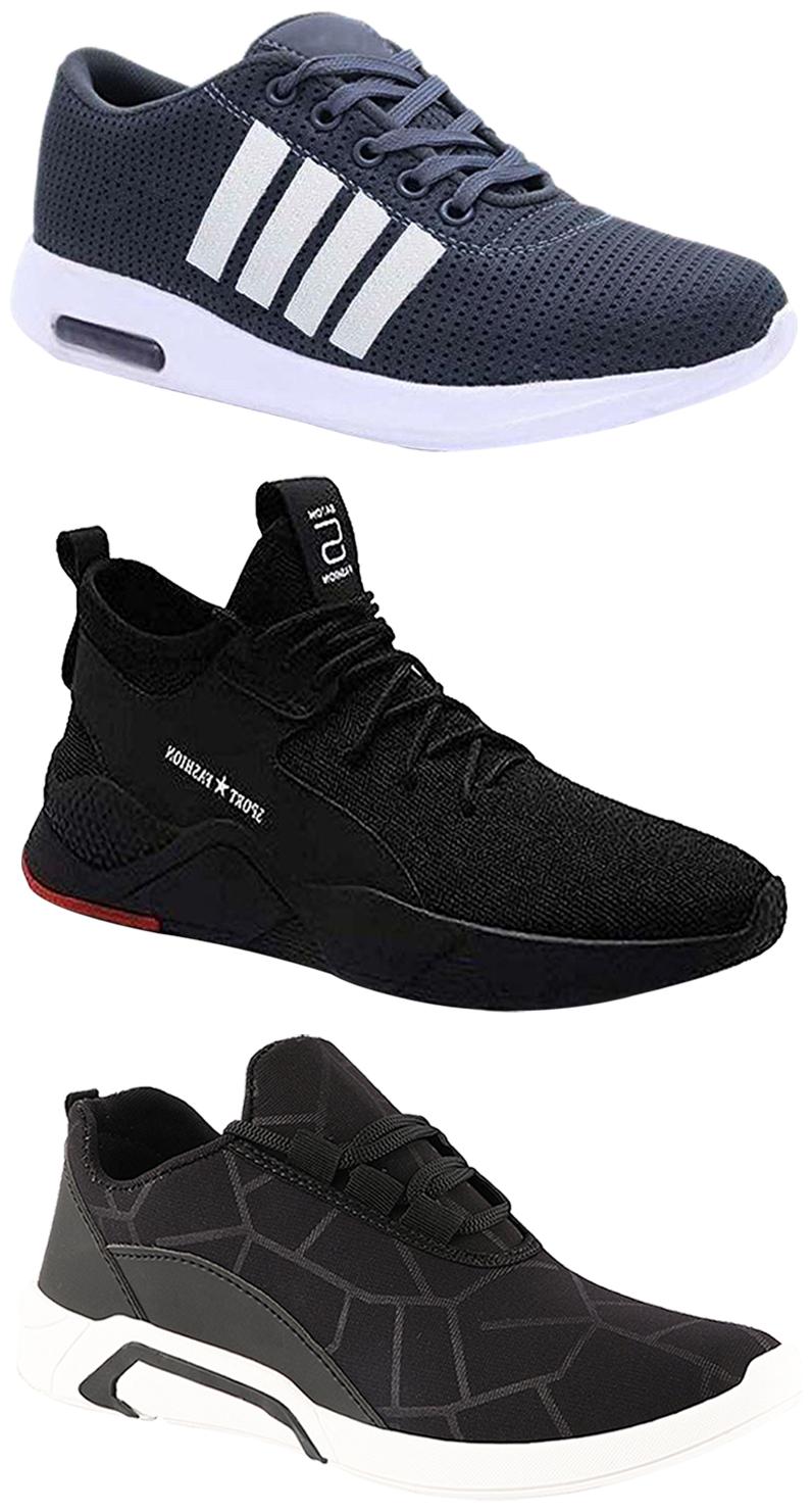 

Birde Men Multicolor Mesh Canvas Casual Sports Sneakers Runnning Shoes for Men s Boy s - UK8 (Combo of 3)