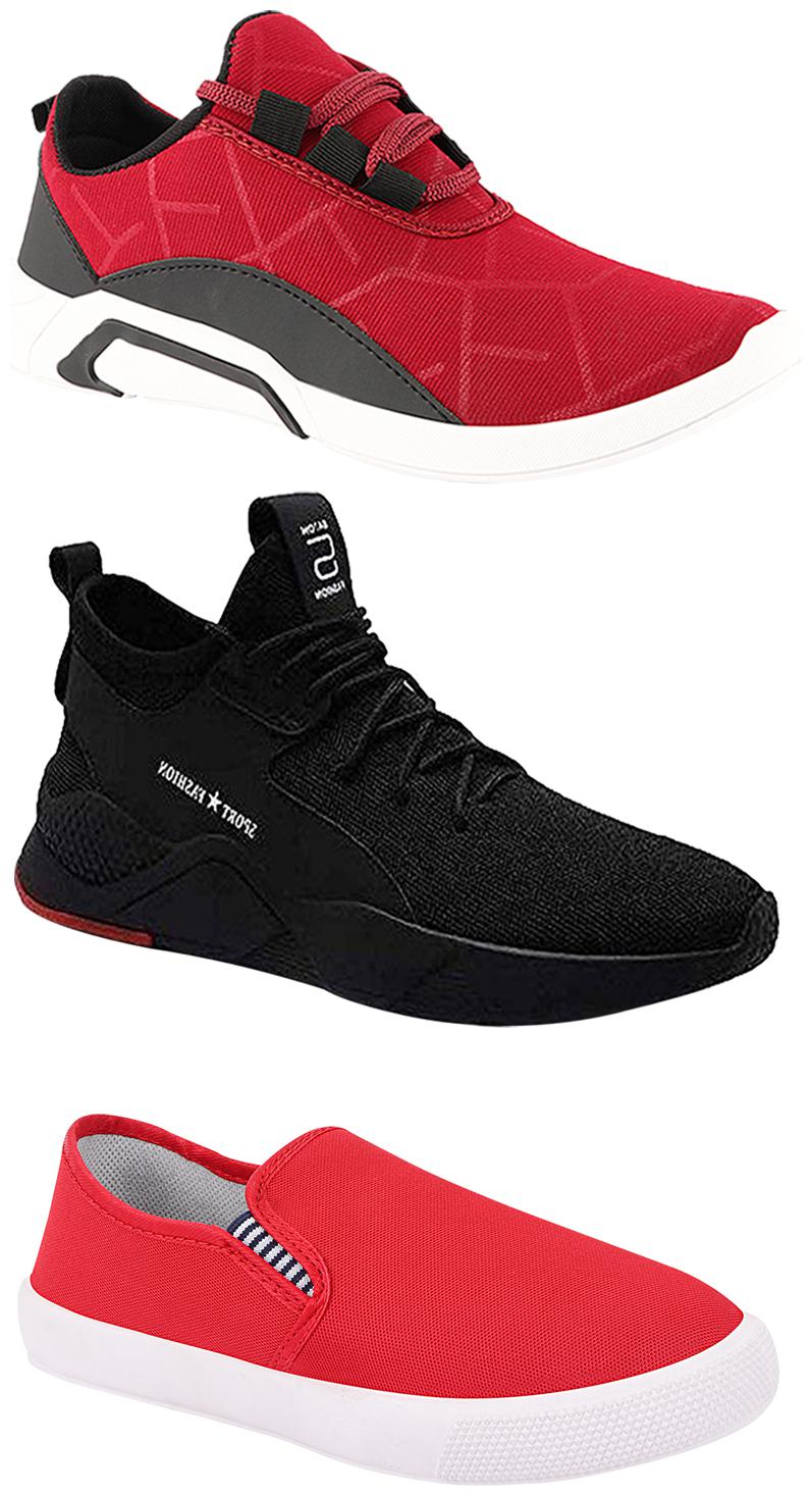 

Birde Men Multicolor Mesh Canvas Casual Sports Sneakers Runnning Shoes for Men s Boy s - UK6 (Combo of 3)