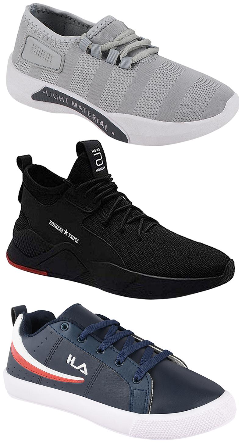 

Birde Men Multicolor Mesh Canvas Casual Sports Sneakers Runnning Shoes for Men s Boy s - UK6 (Combo of 3)