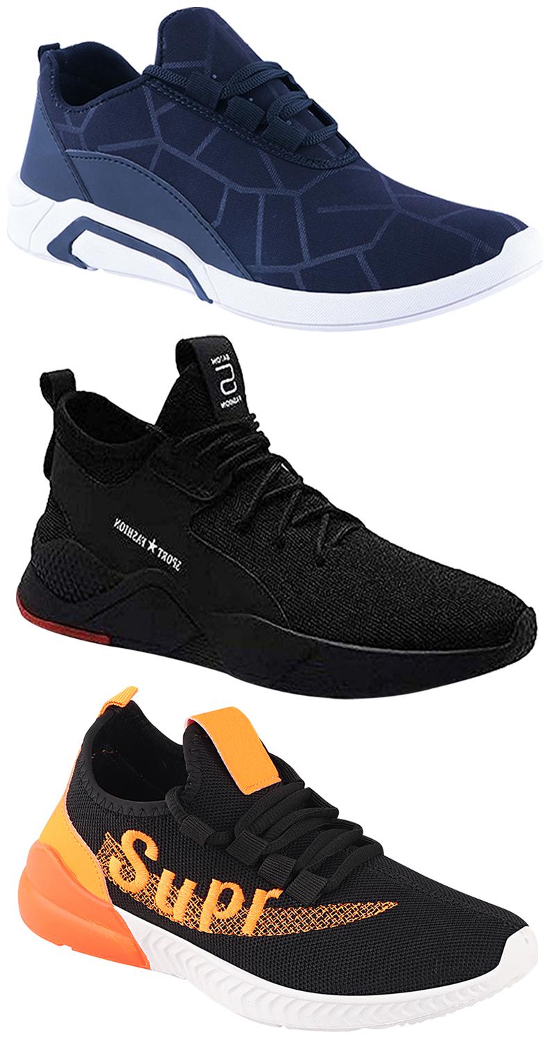 

Birde Men Multicolor Mesh Canvas Casual Sports Sneakers Runnning Shoes for Men s Boy s - UK9 (Combo of 3)