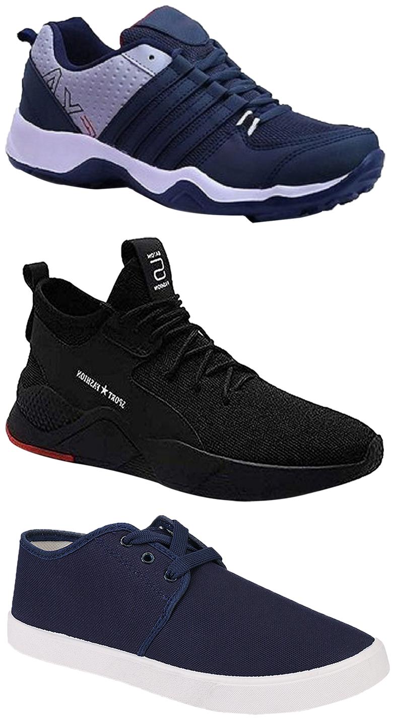 

Birde Men Multicolor Mesh Canvas Casual Sports Sneakers Runnning Shoes for Men s Boy s - UK10 (Combo of 3)