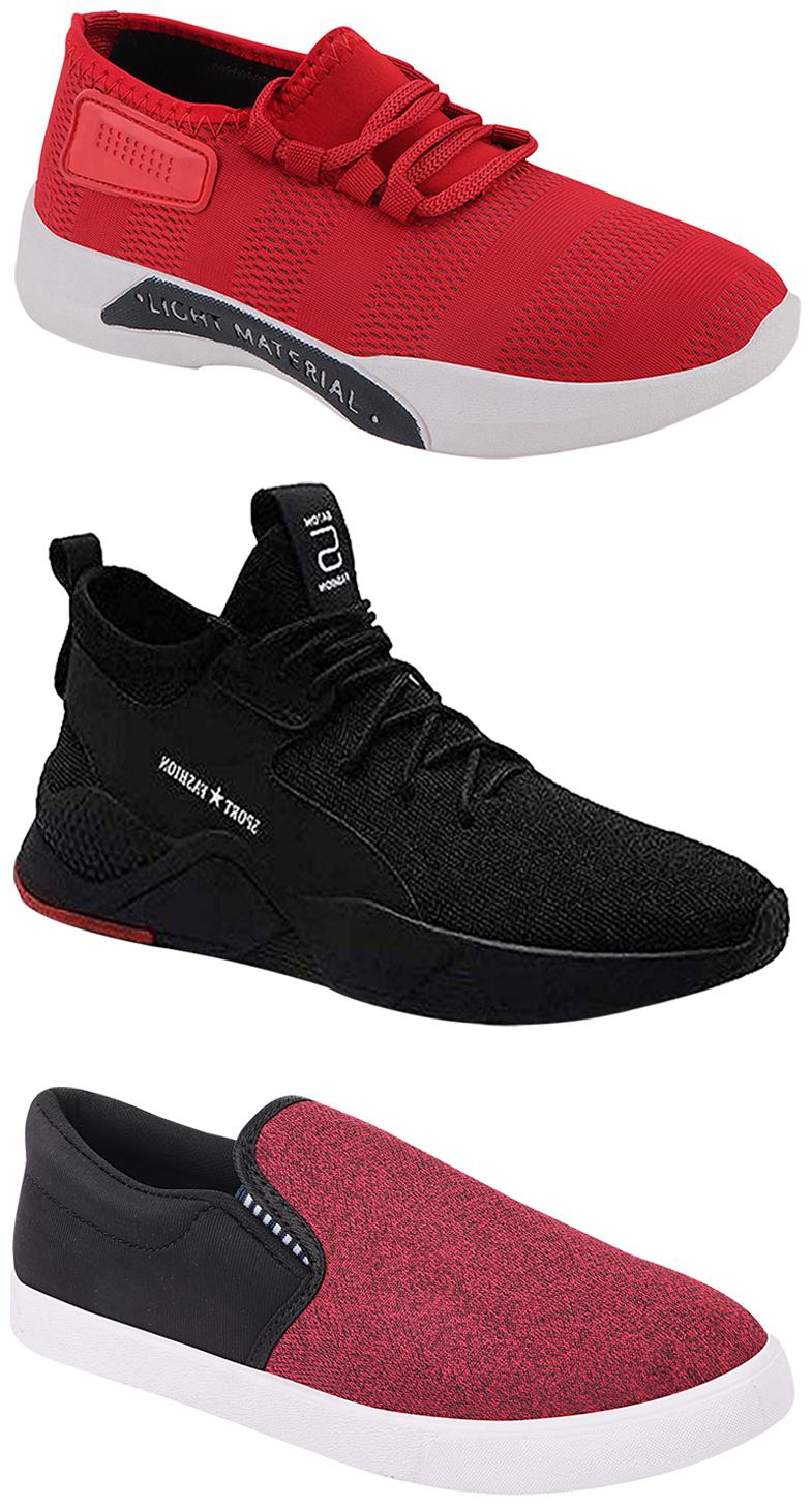 

Birde Men Multicolor Mesh Canvas Casual Sports Sneakers Runnning Shoes for Men s Boy s - UK10 (Combo of 3)