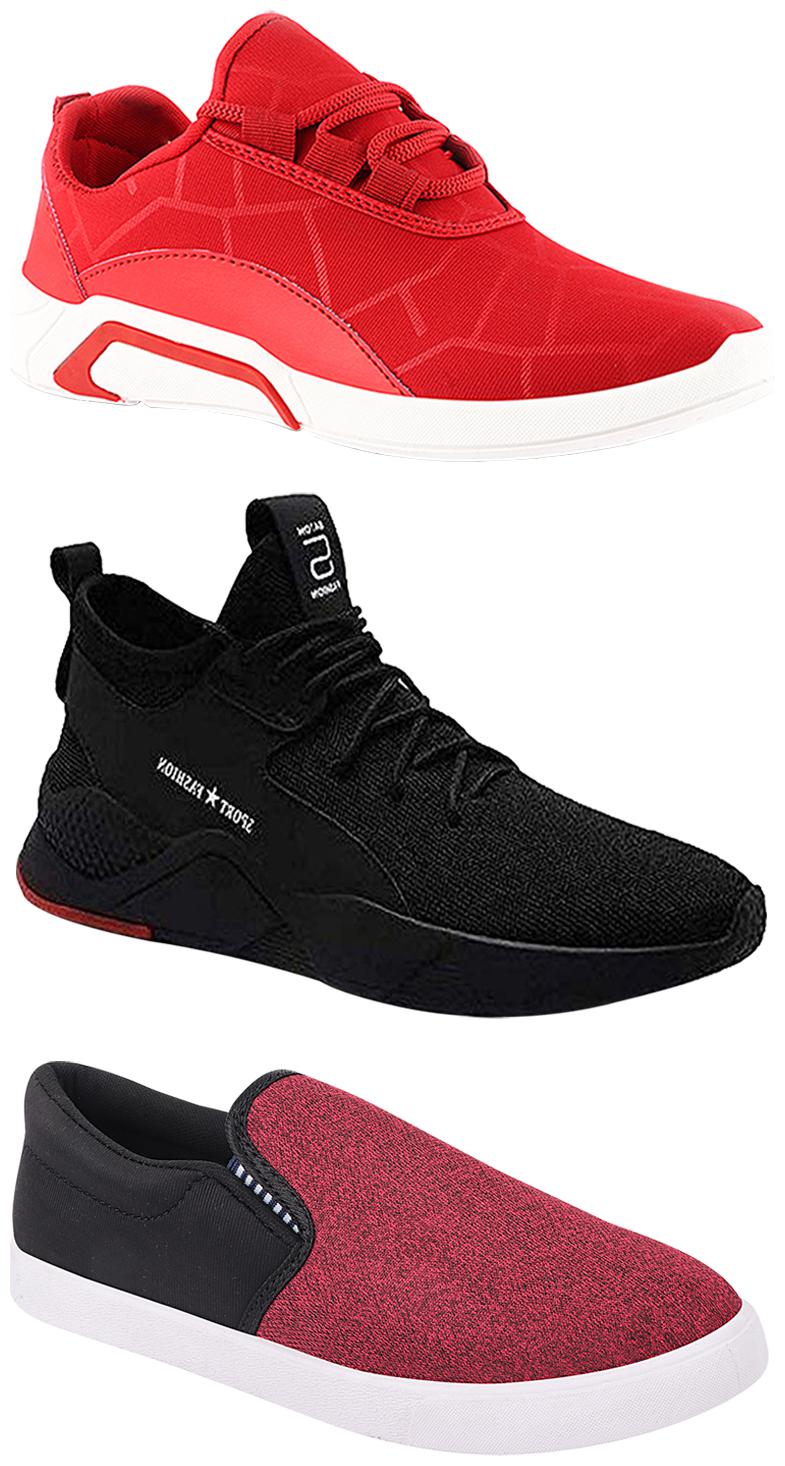 

Birde Men Multicolor Mesh Canvas Casual Sports Sneakers Runnning Shoes for Men s Boy s - UK6 (Combo of 3)
