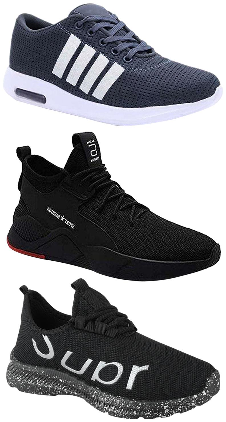 

Birde Men Multicolor Mesh Canvas Casual Sports Sneakers Runnning Shoes for Men s Boy s - UK10 (Combo of 3)