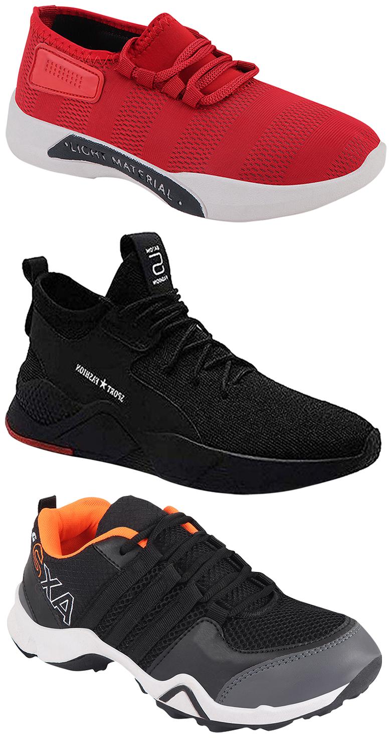 

Birde Men Multicolor Mesh Canvas Casual Sports Sneakers Runnning Shoes for Men s Boy s - UK7 (Combo of 3)