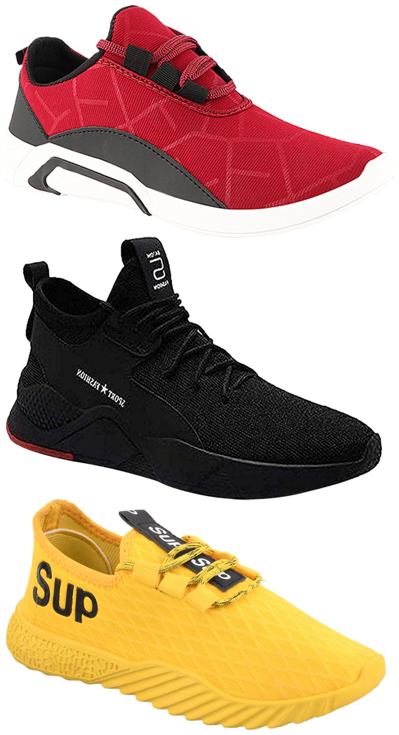 

Birde Men Multicolor Mesh Canvas Casual Sports Sneakers Runnning Shoes for Men s Boy s - UK7 (Combo of 3)
