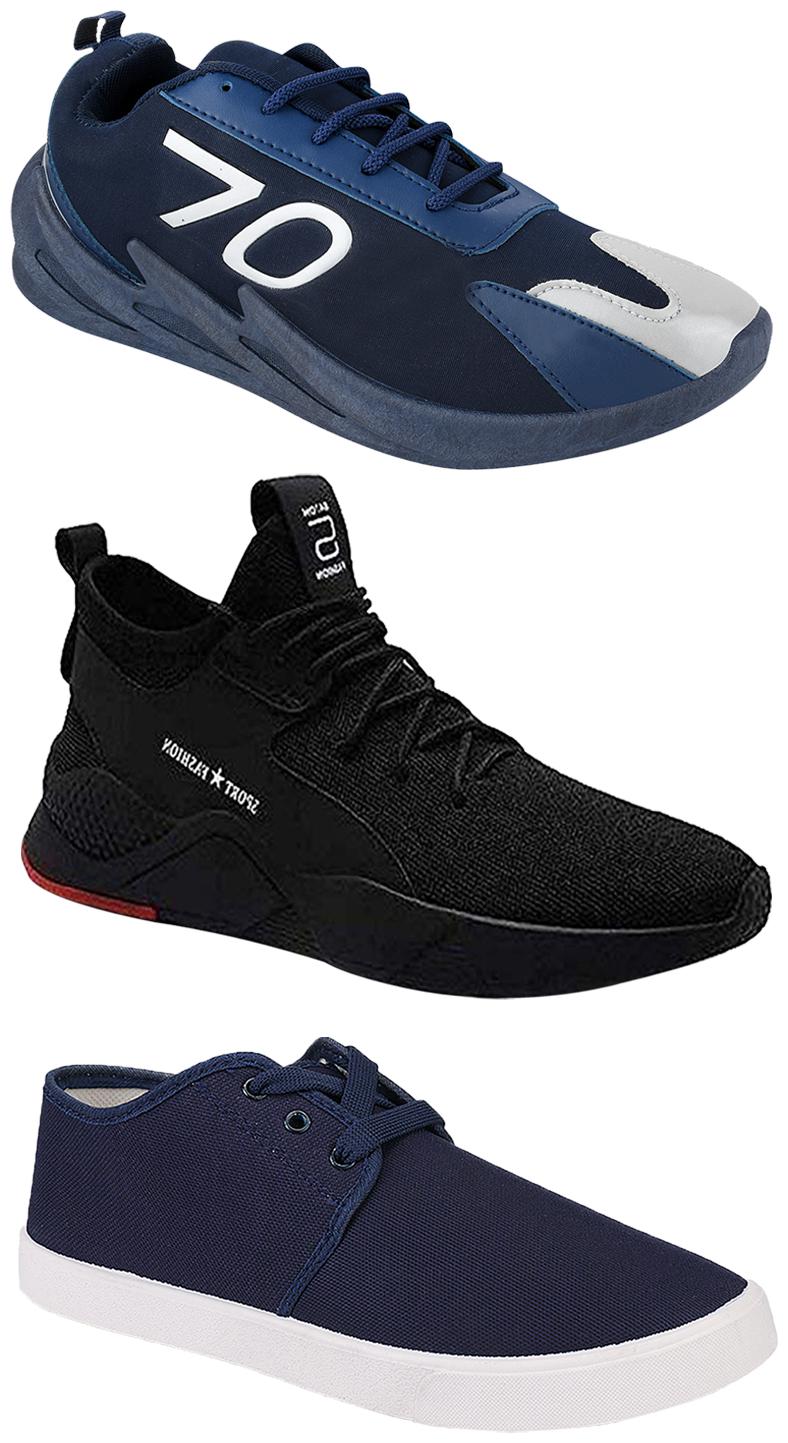 

Birde Men Multicolor Mesh Canvas Casual Sports Sneakers Runnning Shoes for Men s Boy s - UK9 (Combo of 3)