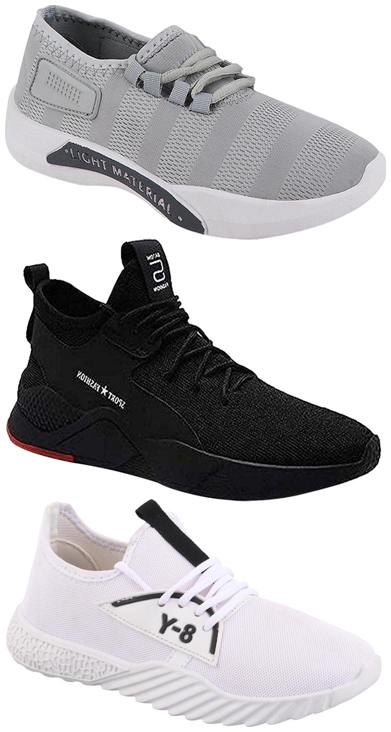 

Birde Men Multicolor Mesh Canvas Casual Sports Sneakers Runnning Shoes for Men s Boy s - UK9 (Combo of 3)