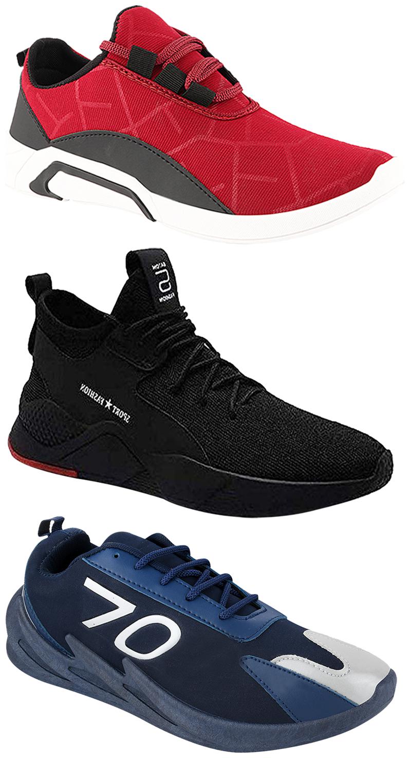 

Birde Men Multicolor Mesh Canvas Casual Sports Sneakers Runnning Shoes for Men s Boy s - UK8 (Combo of 3)