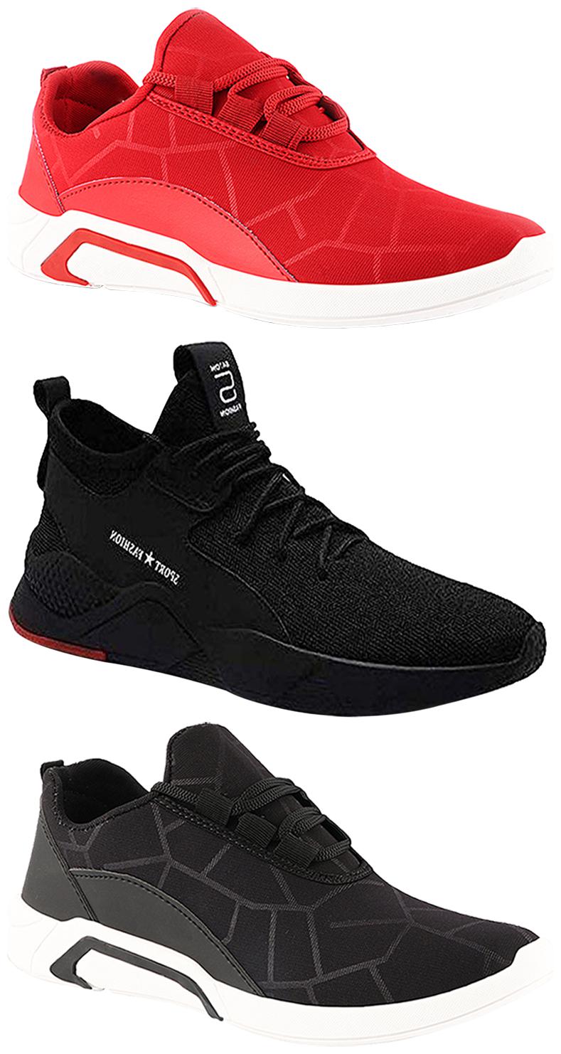 

Birde Men Multicolor Mesh Canvas Casual Sports Sneakers Runnning Shoes for Men s Boy s - UK10 (Combo of 3)